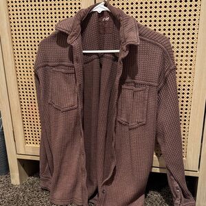 Aerie Men's Chocolate Waffle Knit Shirt Jacket